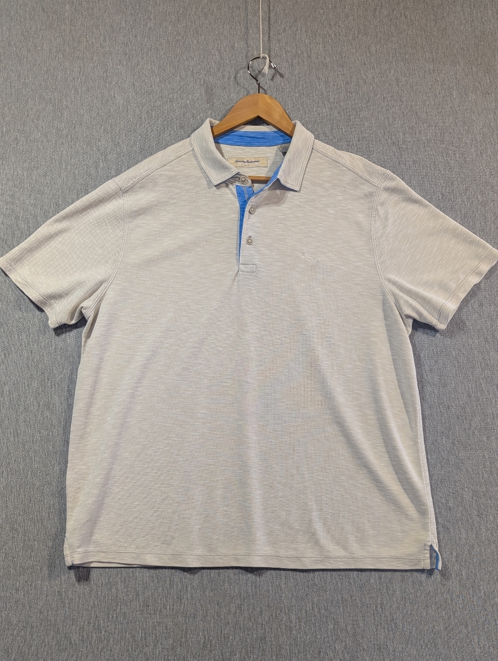 Tommy Bahama Golf Polo Shirt Men's Large Cream Blue Modal Blend